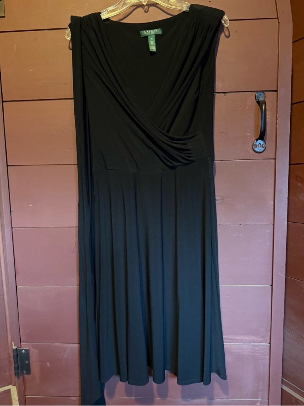 Ralph Lauren Black Sleeveless Midi Dress w/ tie at waist